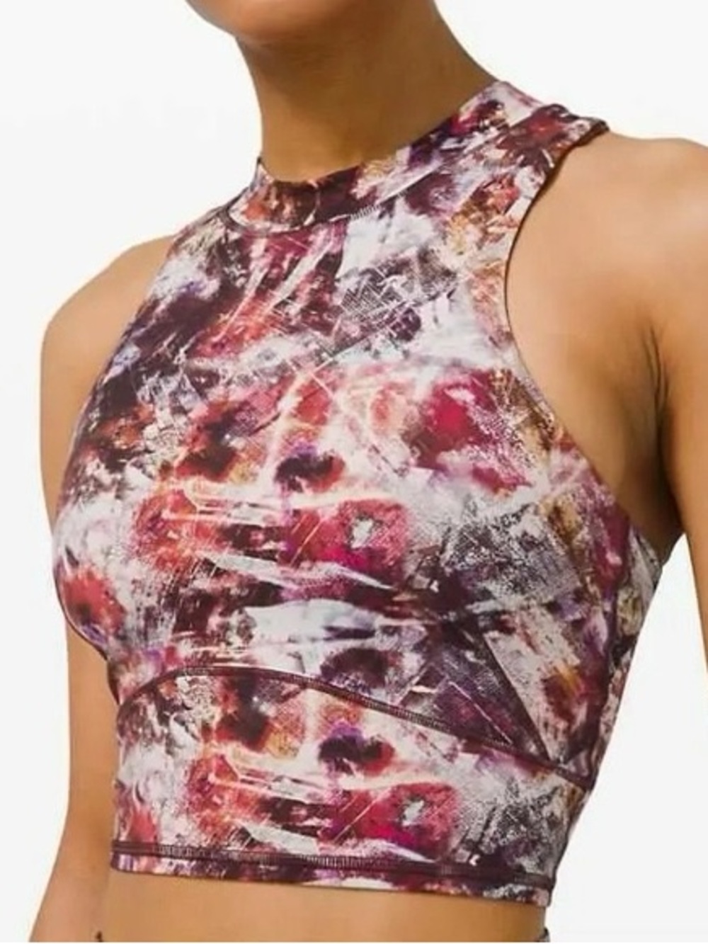 Lululemon Everlux and Mesh Cropped Tank Urbantricity Multi/Dark Terracotta 6